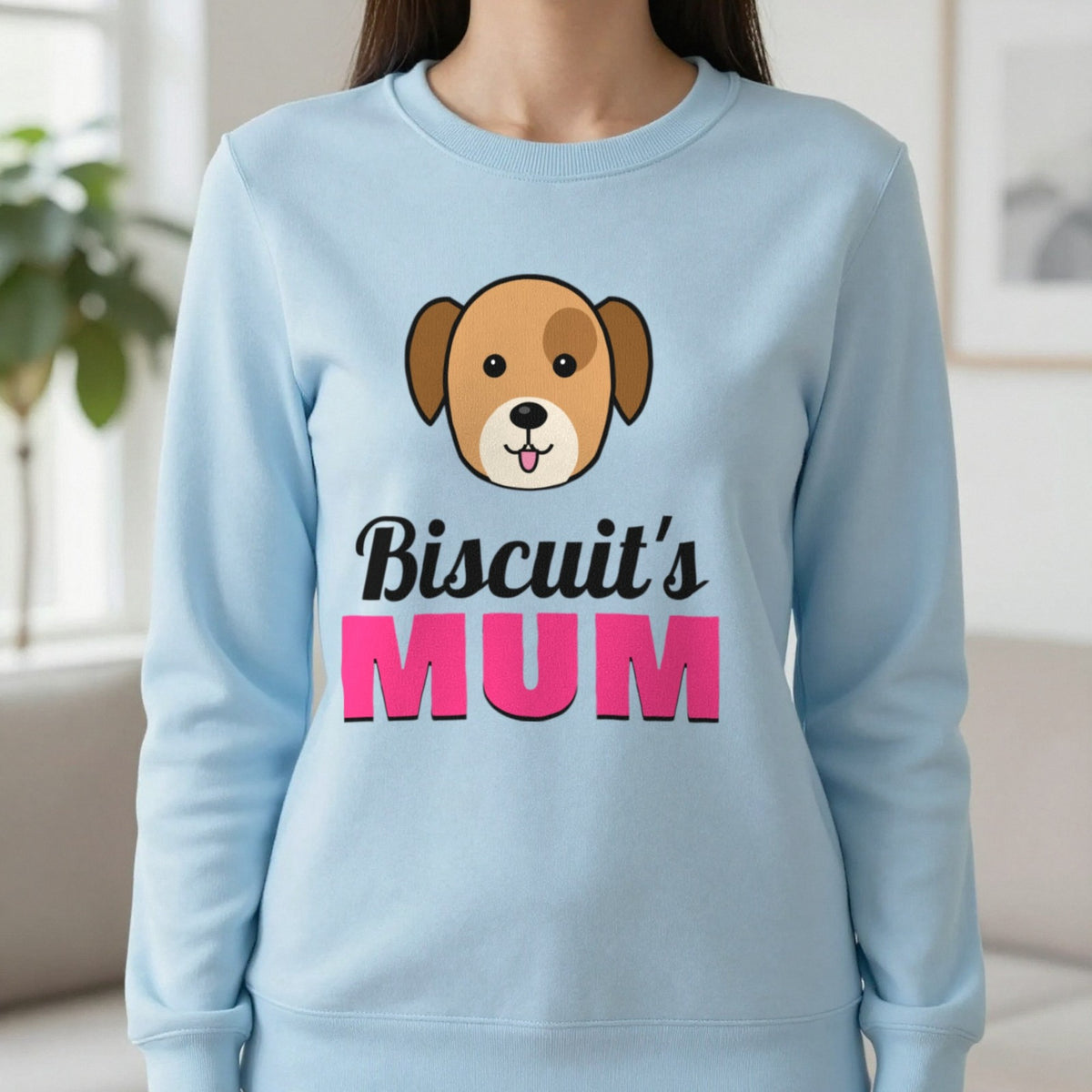 Personalised Dog Mum T-Shirt & Sweatshirt Sweatshirt in Light Blue, worn, our photo