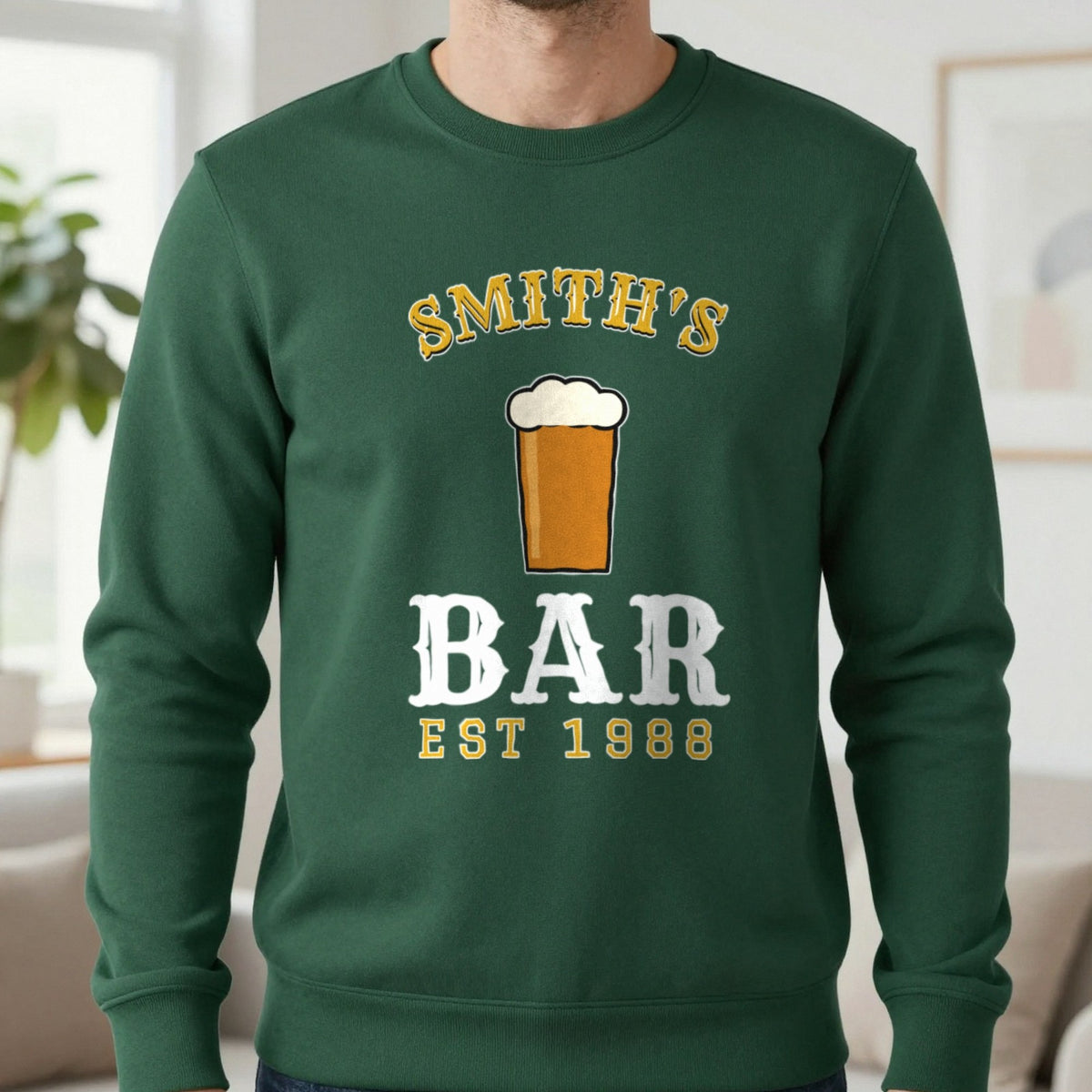 Personalised Home Bar T-Shirt & Sweatshirt Sweatshirt in Forest Green, worn, our photo