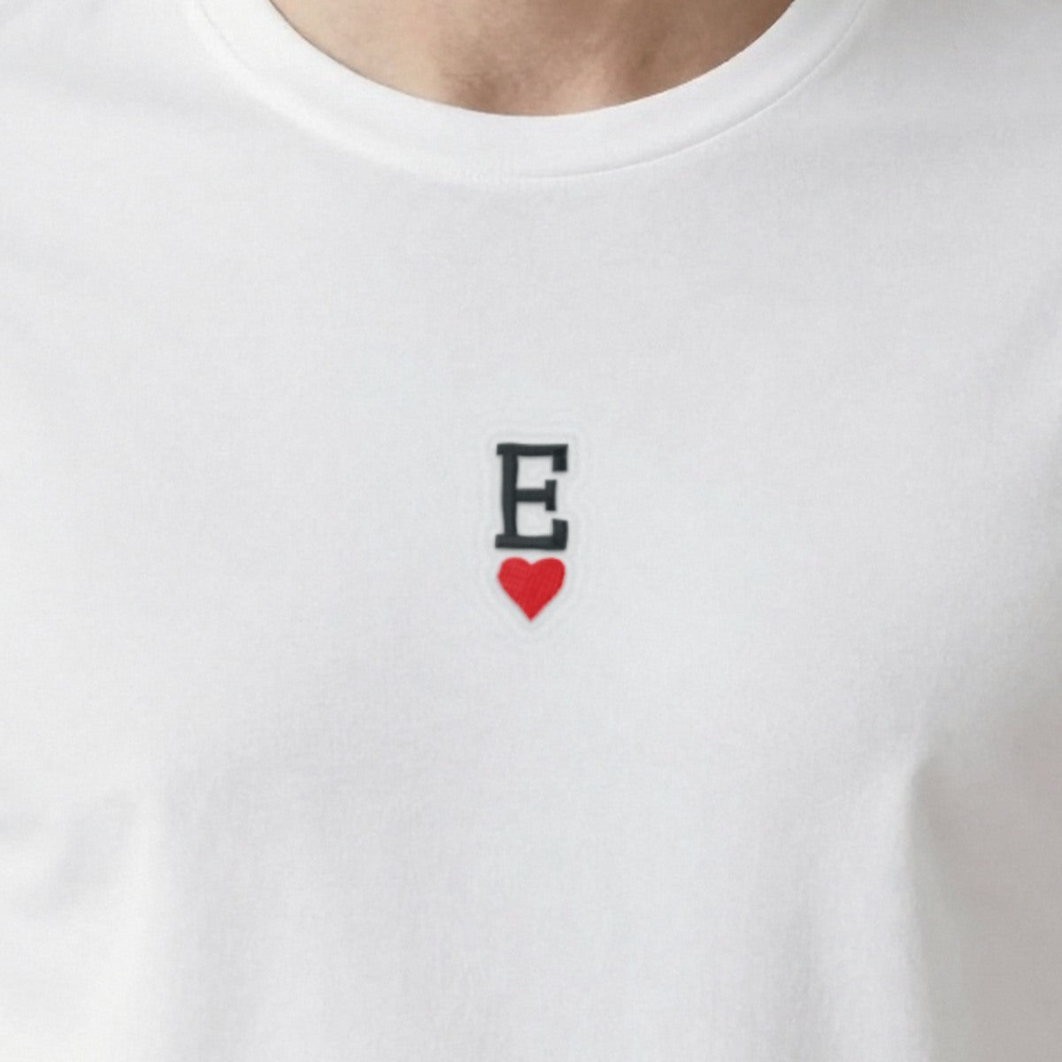 Initial Sweatshirt with a Heart, adult t-shirt in white, embroidered