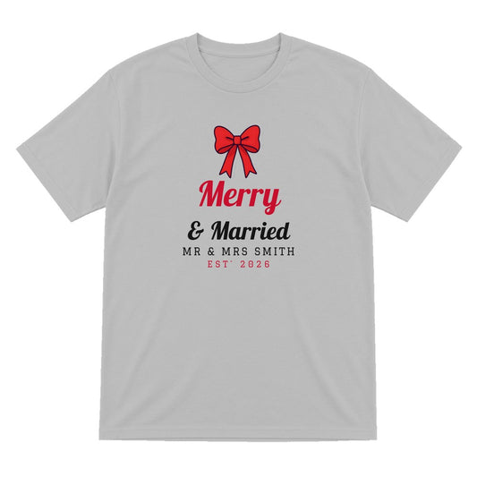 Personalised Merry & Married Christmas Jumper & T-Shirt T-Shirt in Sport Grey