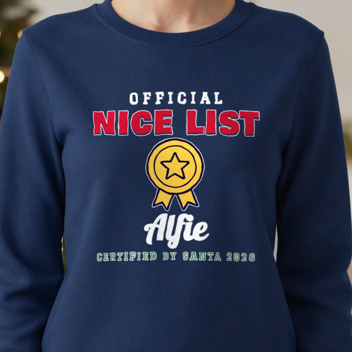 Personalised Nice or Naughty List Christmas Jumper & T-Shirt in another colour