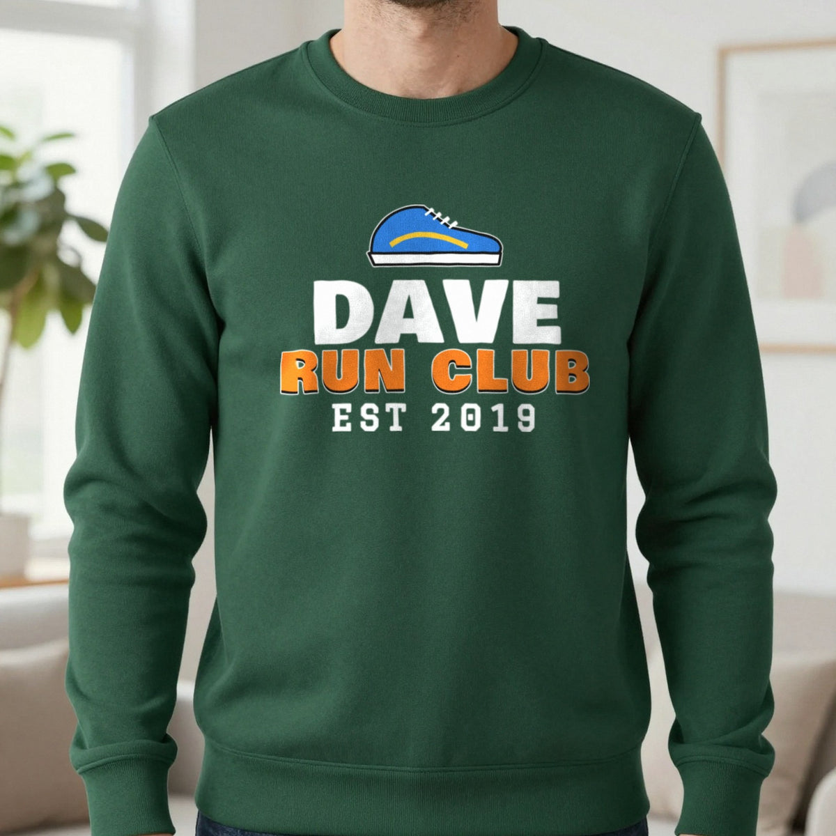 Personalised Run Club T-Shirt & Sweatshirt Sweatshirt in Forest Green, worn, our photo