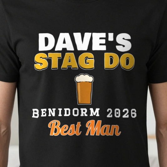Personalised Stag Do T-Shirts print close-up, our photo