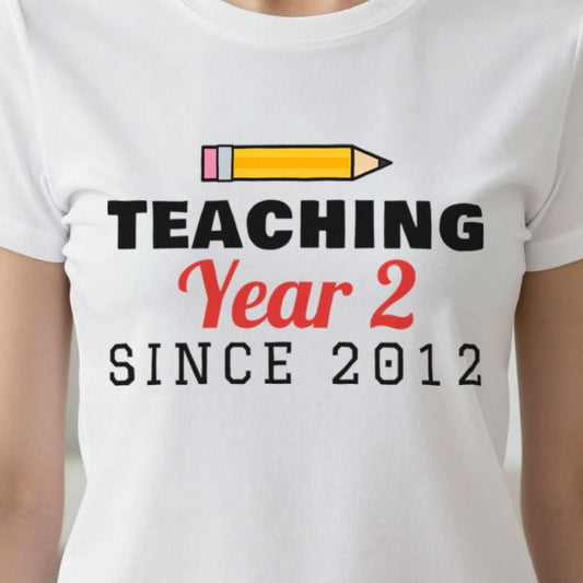 Personalised Teaching Since T-Shirt & Sweatshirt print close-up, our photo