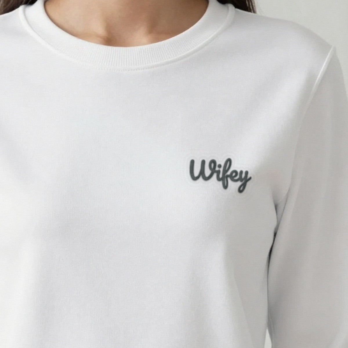 Wifey and Hubby Sweatshirts Set, wifey sweatshirt in white, embroidered