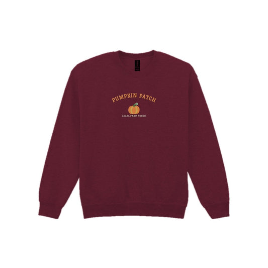 Pumpkin Patch Embroidered Sweatshirt in Maroon