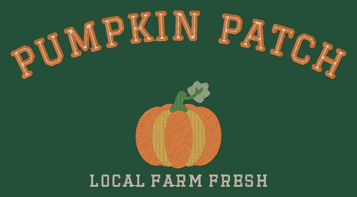 Pumpkin Patch Embroidered Sweatshirt embroidery close-up