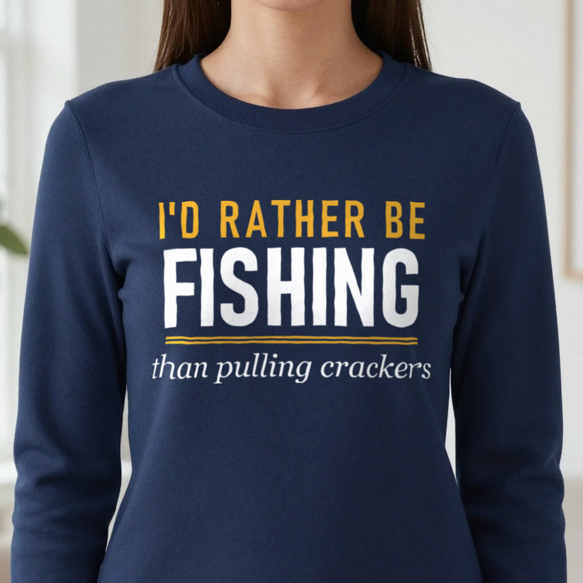 Rather Be Fishing Than Pulling Crackers Funny Fishing Christmas Jumper & T-Shirt in another colour