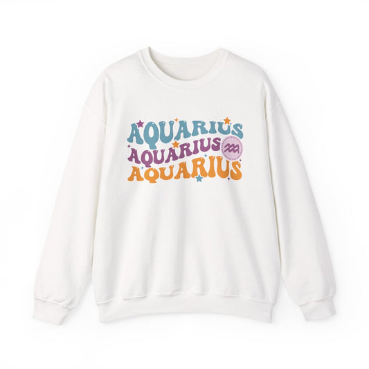navy sweatshirt with vintage aquarius astrology graphic for birthday gift