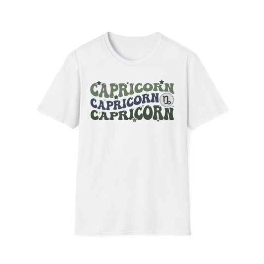 sport grey t-shirt with vintage-style capricorn zodiac astrology print
