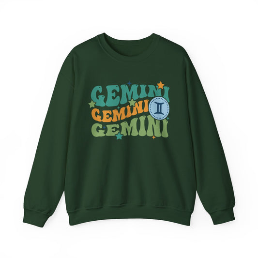 maroon sweatshirt with groovy gemini astrology print for zodiac lovers