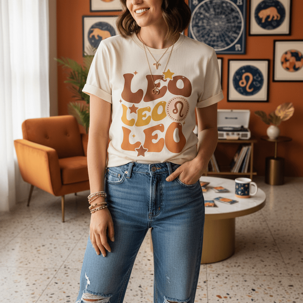 retro leo zodiac graphic t-shirt t-shirt eighth colour product image