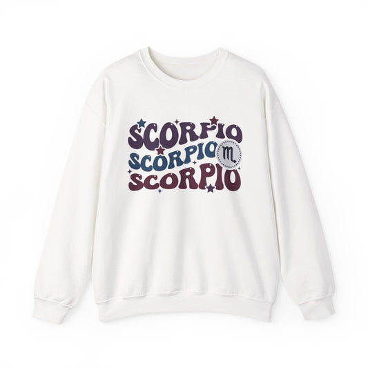 sand sweatshirt with retro scorpio zodiac design for astrology lovers