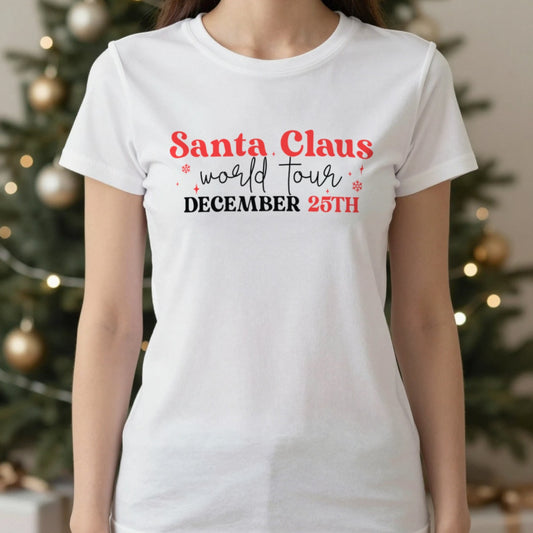 Santa Claus World Tour T-Shirt in White, worn, our photo