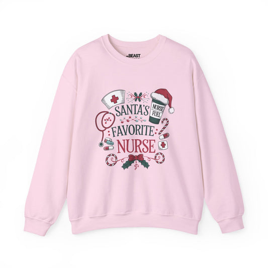 santa s favorite nurse christmas sweatshirt light pink sweatshirt Christmas gift idea