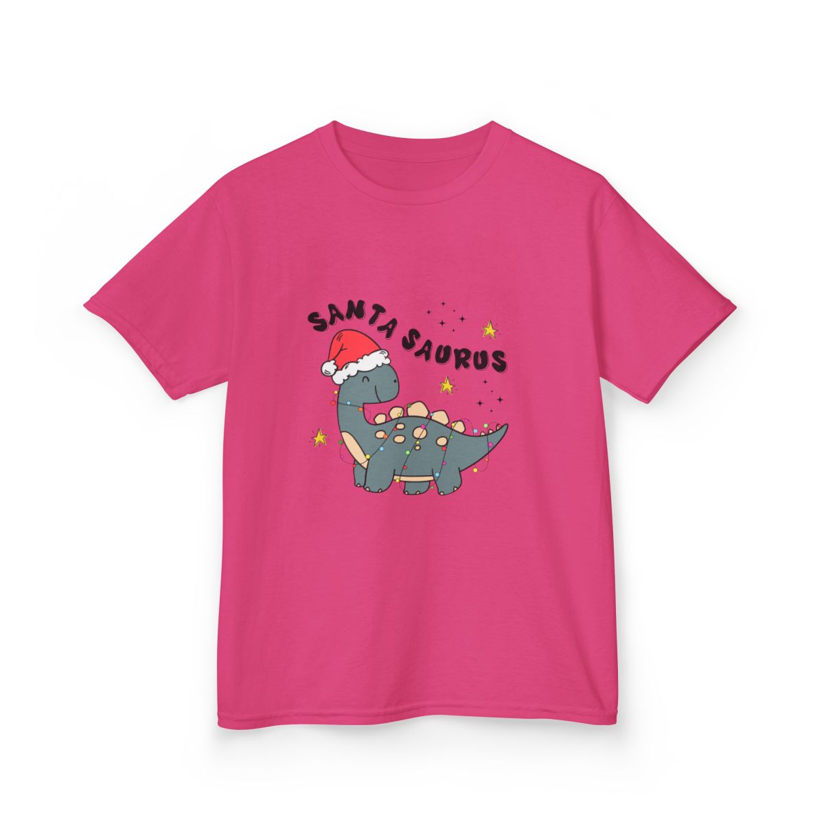 Heliconia kids Christmas tee with Santa hat dinosaur design