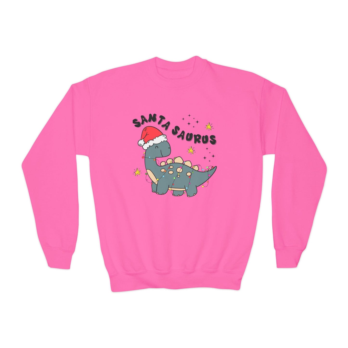santasaurus youth christmas sweatshirt safety pink sweatshirt Christmas gift idea