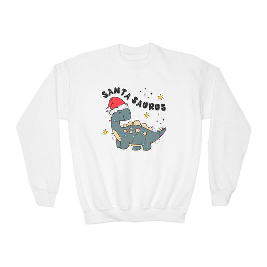 santasaurus youth christmas sweatshirt white sweatshirt Christmas gift idea
