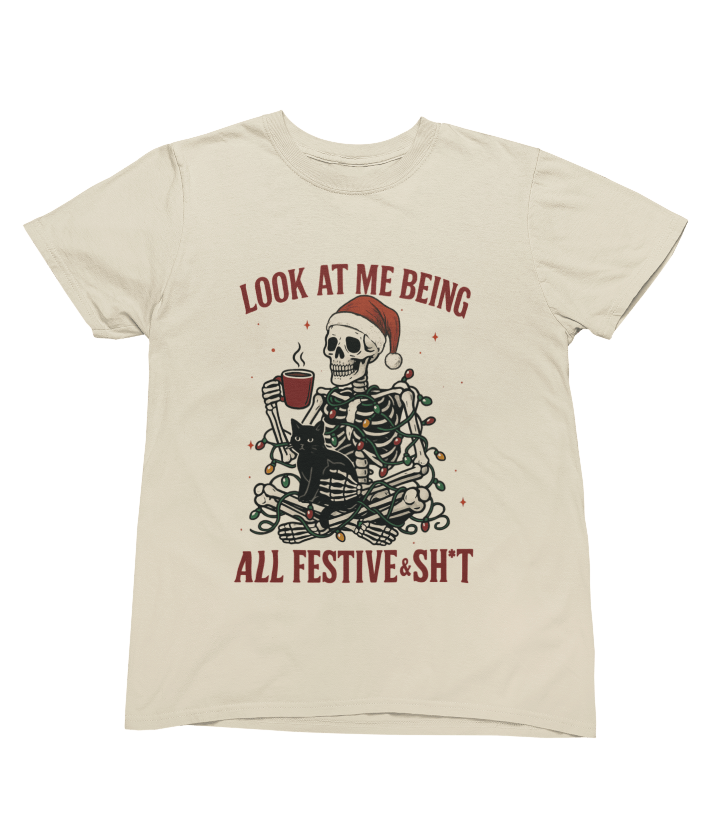 Skeleton Christmas Jumper – Funny Festive & Sh*t Sweatshirt T-Shirt / 3XL (Adult) / Beige gift_idea unique_gift personalised_gift