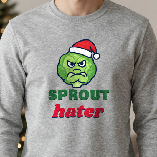 Sprout Hater Christmas Jumper & T-Shirt close-up