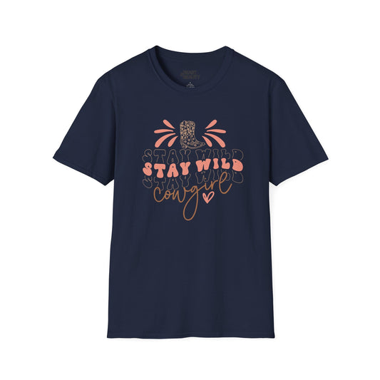 stay wild cowgirl t-shirt navy t-shirt cowgirl gift idea