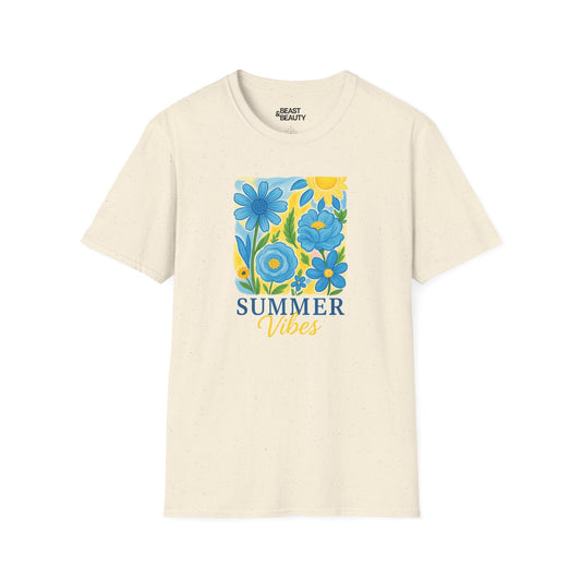 summer vibes floral t-shirt natural t-shirt gift gift idea