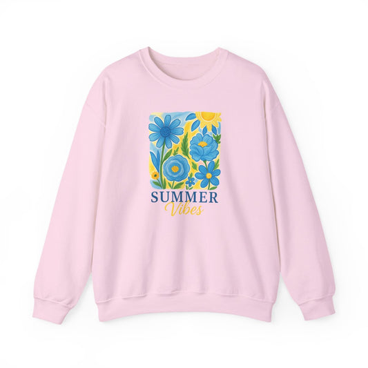 navy sweatshirt with summer vibes cheerful graphic print