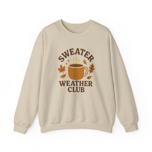 sand sweatshirt with cozy sweater weather club graphic