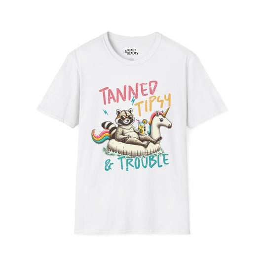 tanned tipsy & trouble t-shirt white t-shirt gift gift idea