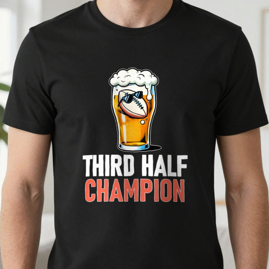 Third Half Champion Funny Rugby T-Shirt & Sweatshirt close-up