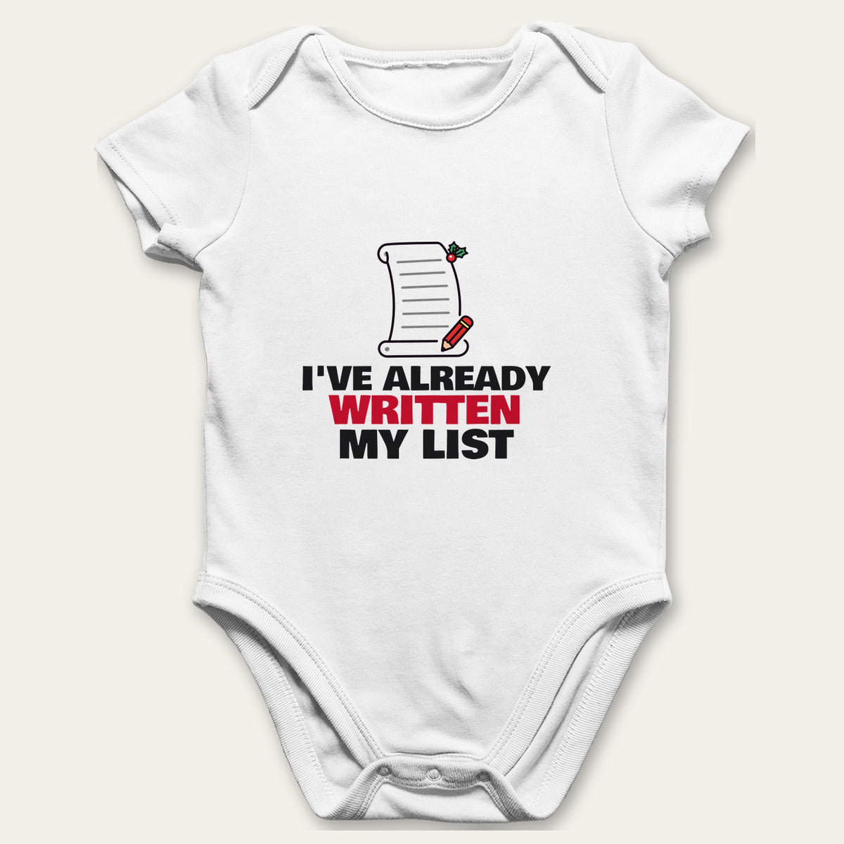 Too Early For Christmas & Already Written My List matching set baby grow