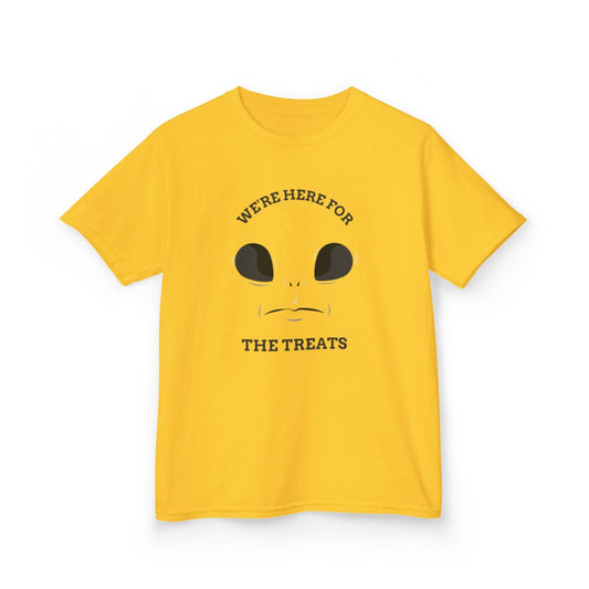 We're Here For The Treats Halloween Kids T-Shirt - funny t-shirt by Cheeky Business