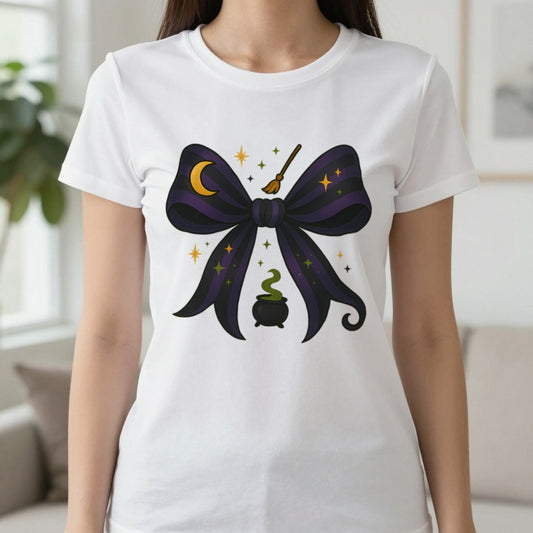 Witchy Bow T-Shirt in White, worn, our photo