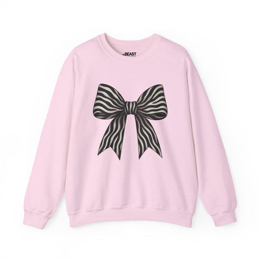 zebra bow sweatshirt light pink sweatshirt coquette gift idea
