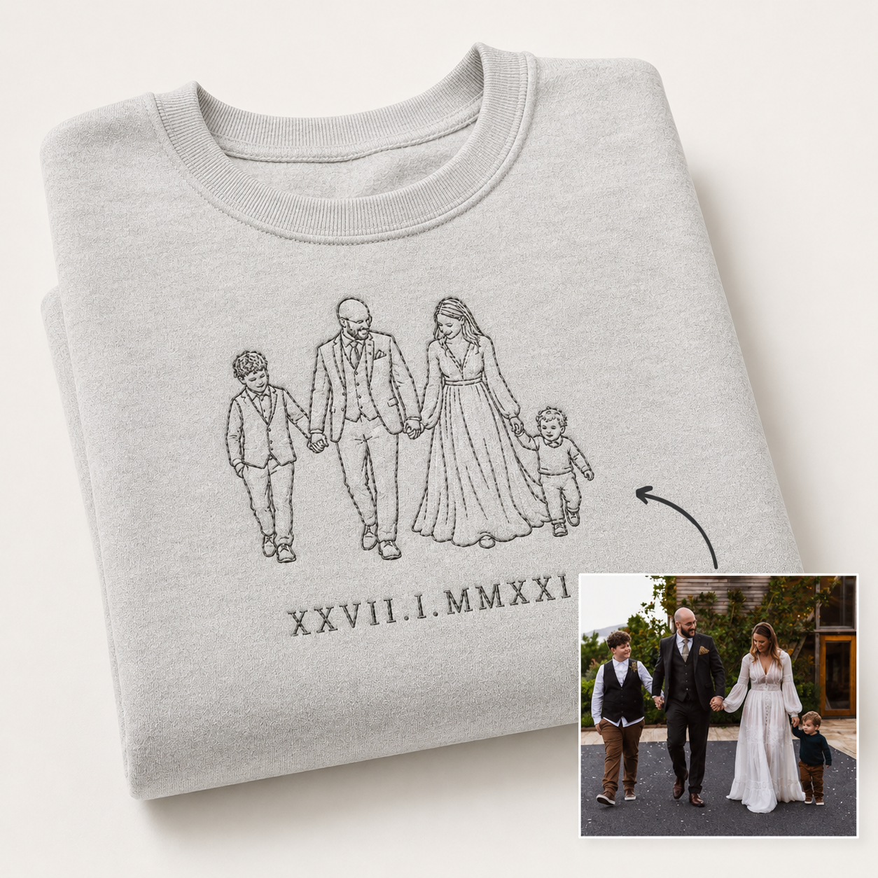 Personalised Photo Outline Embroidered Sweatshirt | From Your Photo