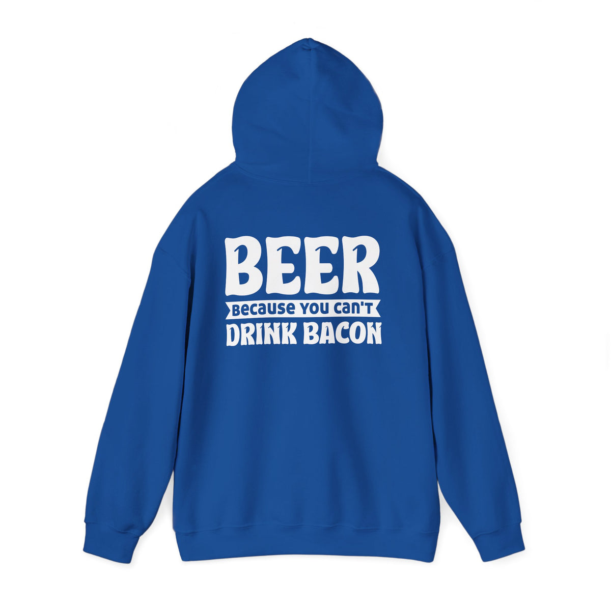 navy hoodie with beer because you can't drink bacon humorous graphic design