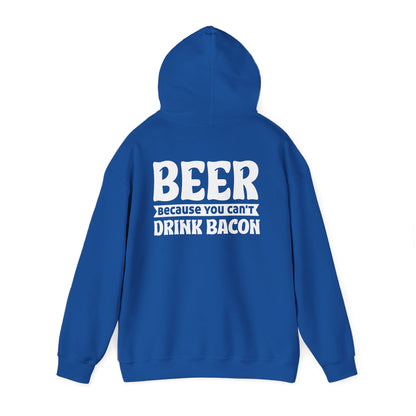navy hoodie with beer because you can't drink bacon humorous graphic design