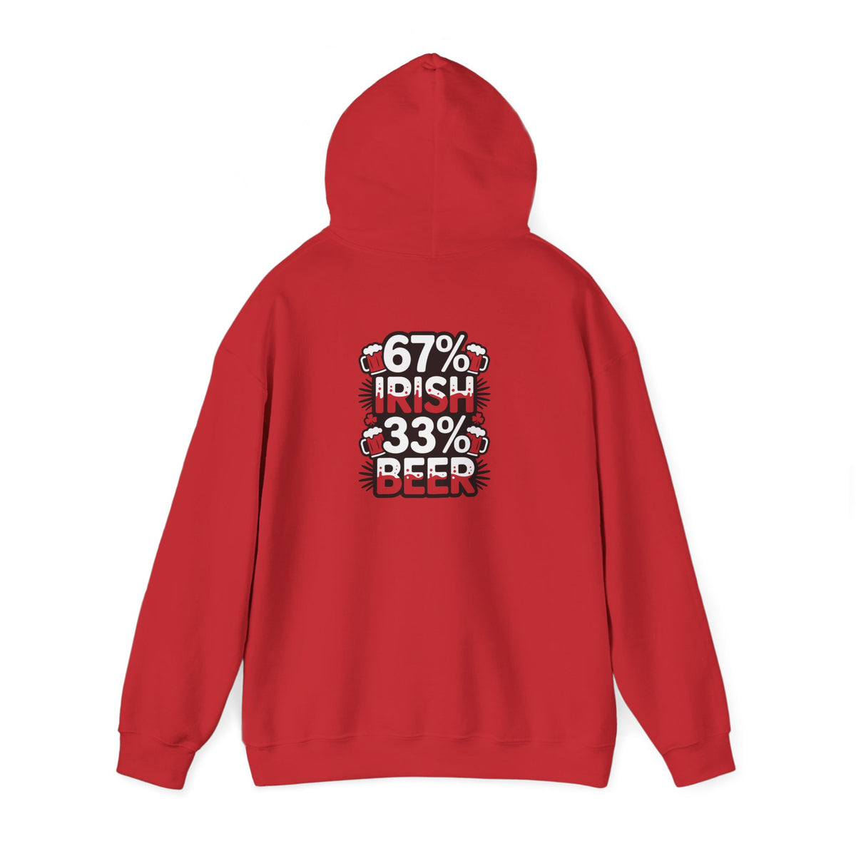 red hoodie with 67 percent irish 33 percent beer slogan gift for him