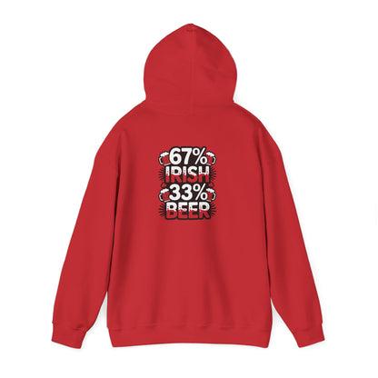 red hoodie with 67 percent irish 33 percent beer slogan gift for him