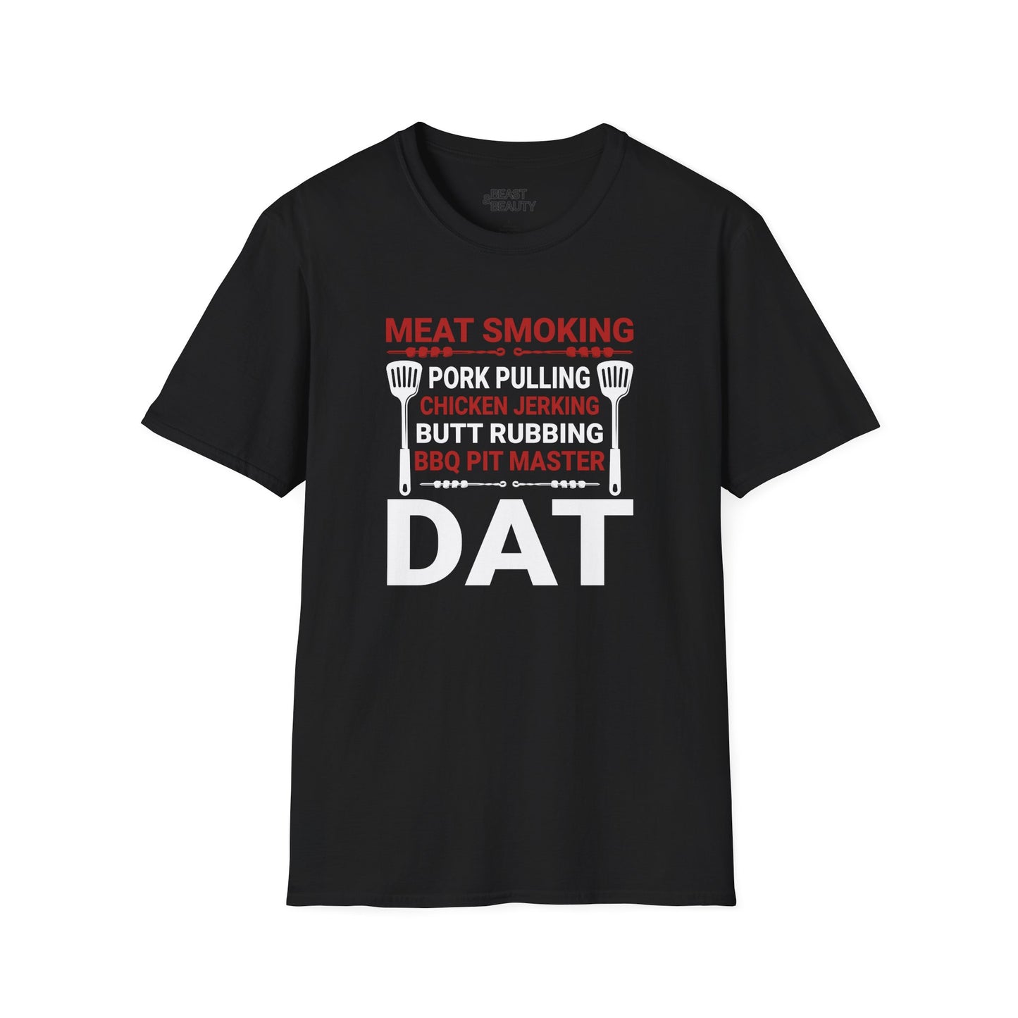 meat smoking pork pulling bbq pit master dad t-shirt t-shirt front product image