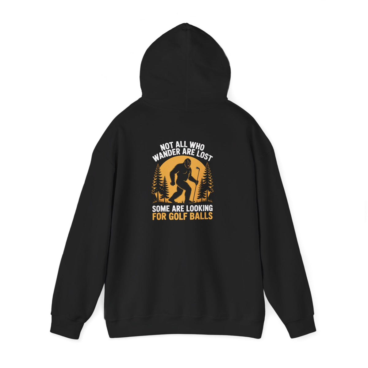 navy hoodie with humorous golf ball search design