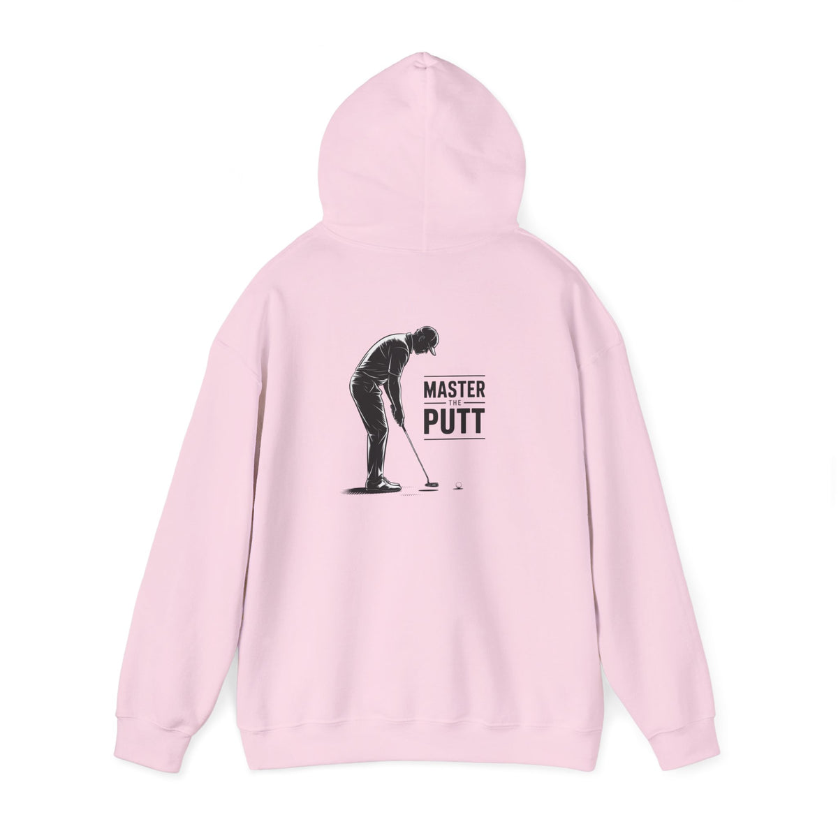 light blue hoodie with master the putt golf design for golfers