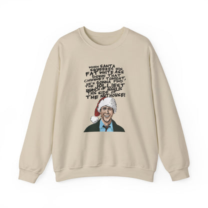 white sweatshirt with clark griswold funny christmas quote graphic