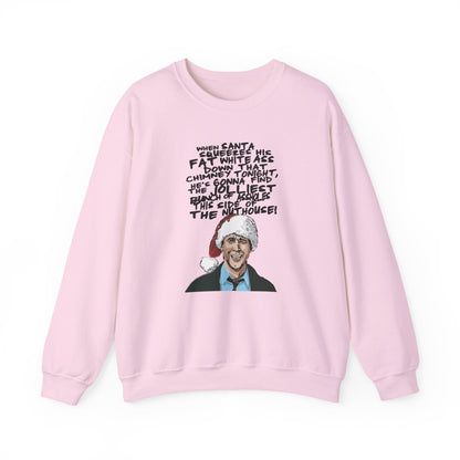light blue sweatshirt with christmas vacation movie fan design