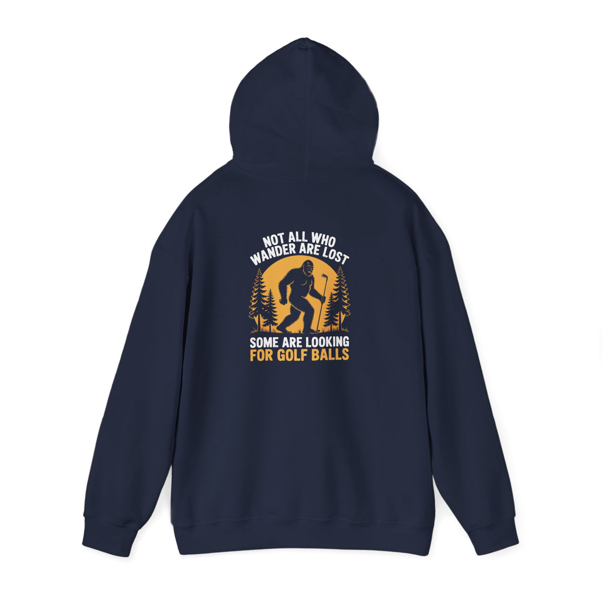 black hoodie with funny golfer wandering design