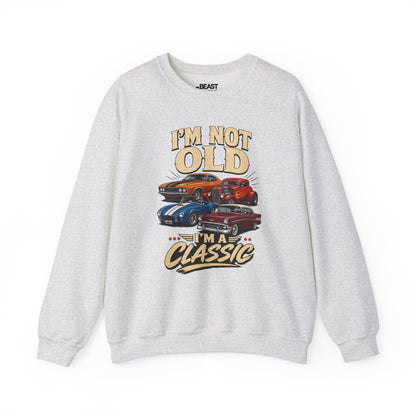 multiple colour options for i'm not old i'm a classic sweatshirt laid flat