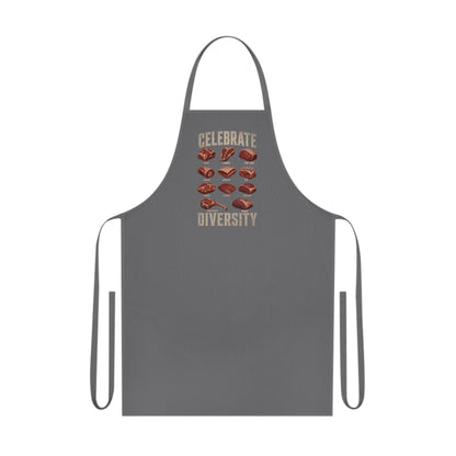 red bbq meat cuts apron with bold printed meat cuts design for dad
