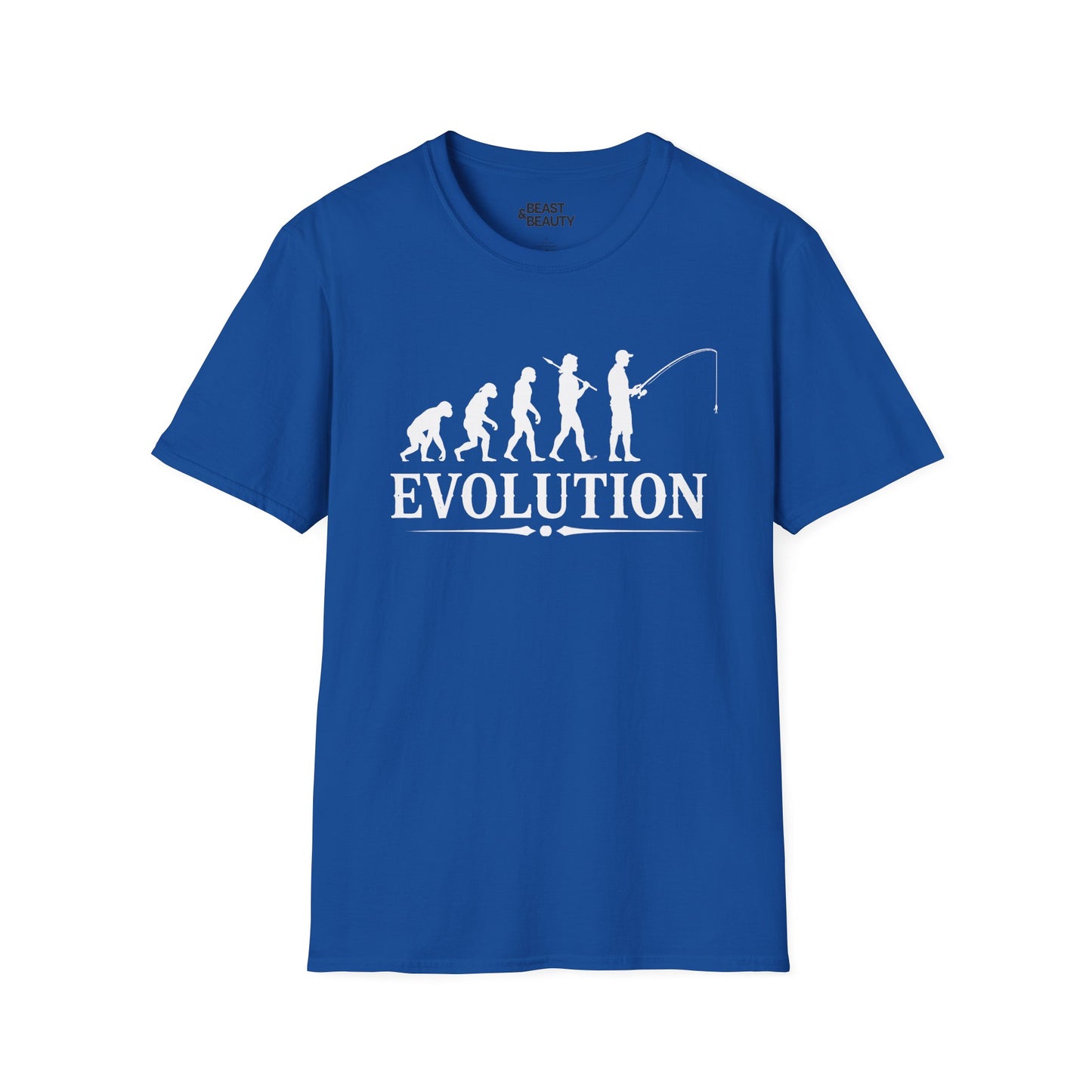 dark chocolate t-shirt with fishing evolution graphic design for anglers