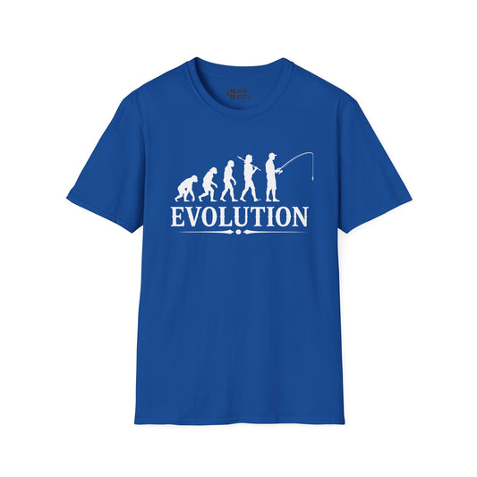 dark chocolate t-shirt with fishing evolution graphic design for anglers