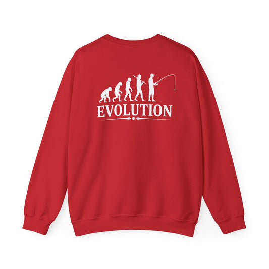 dark heather sweatshirt with fishing evolution funny angler design